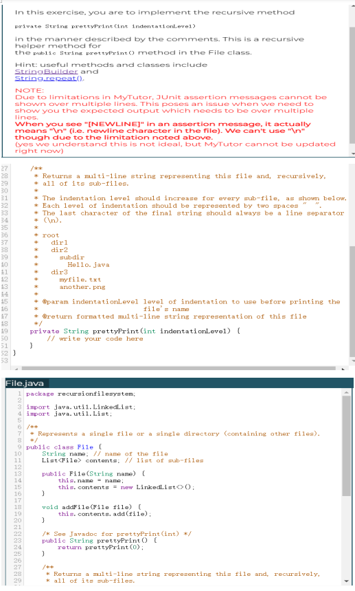 Solved In this exercise, you are to implement the recursive | Chegg.com