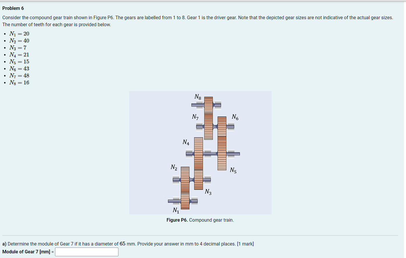 Solved Consider the compound gear train shown in Figure P6. | Chegg.com