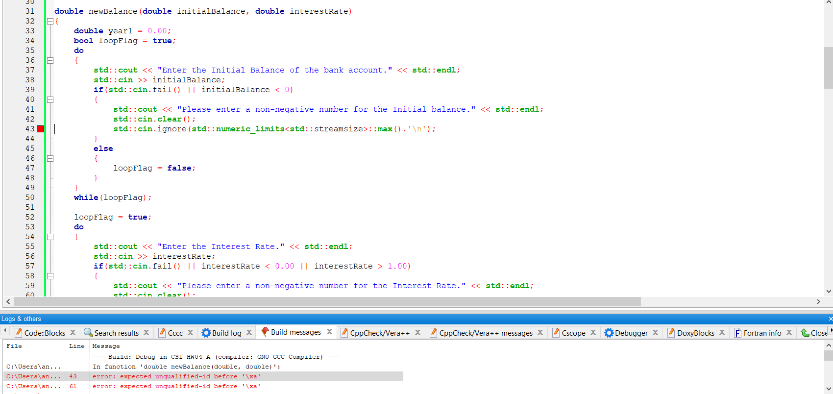 Solved I'm trying to get this code to work, but I keep | Chegg.com
