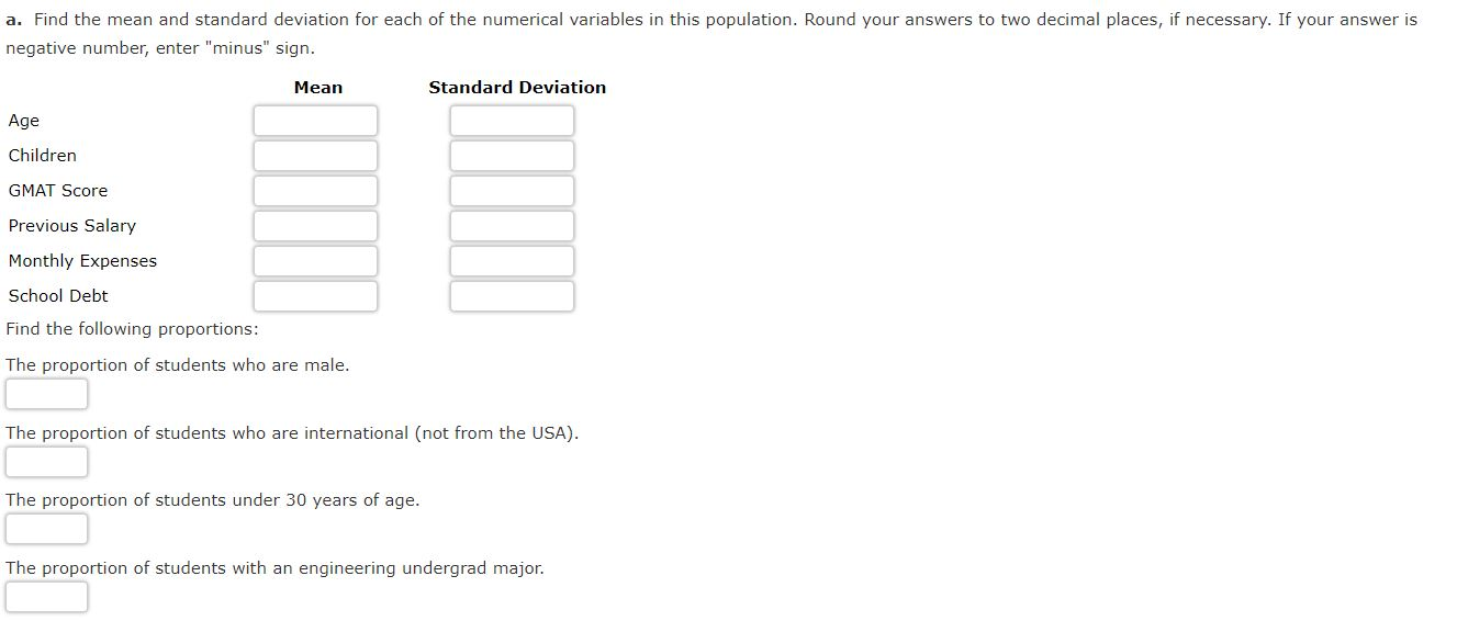 a. Find the mean and standard deviation for each of | Chegg.com