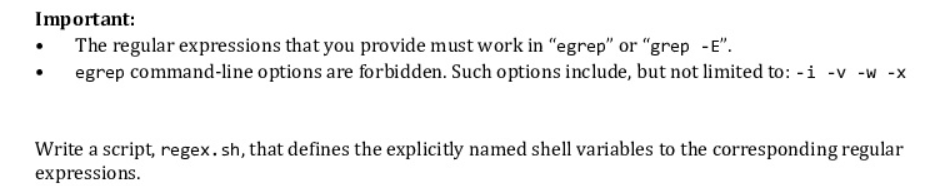 Important: - The Regular Expressions That You Provide | Chegg.com