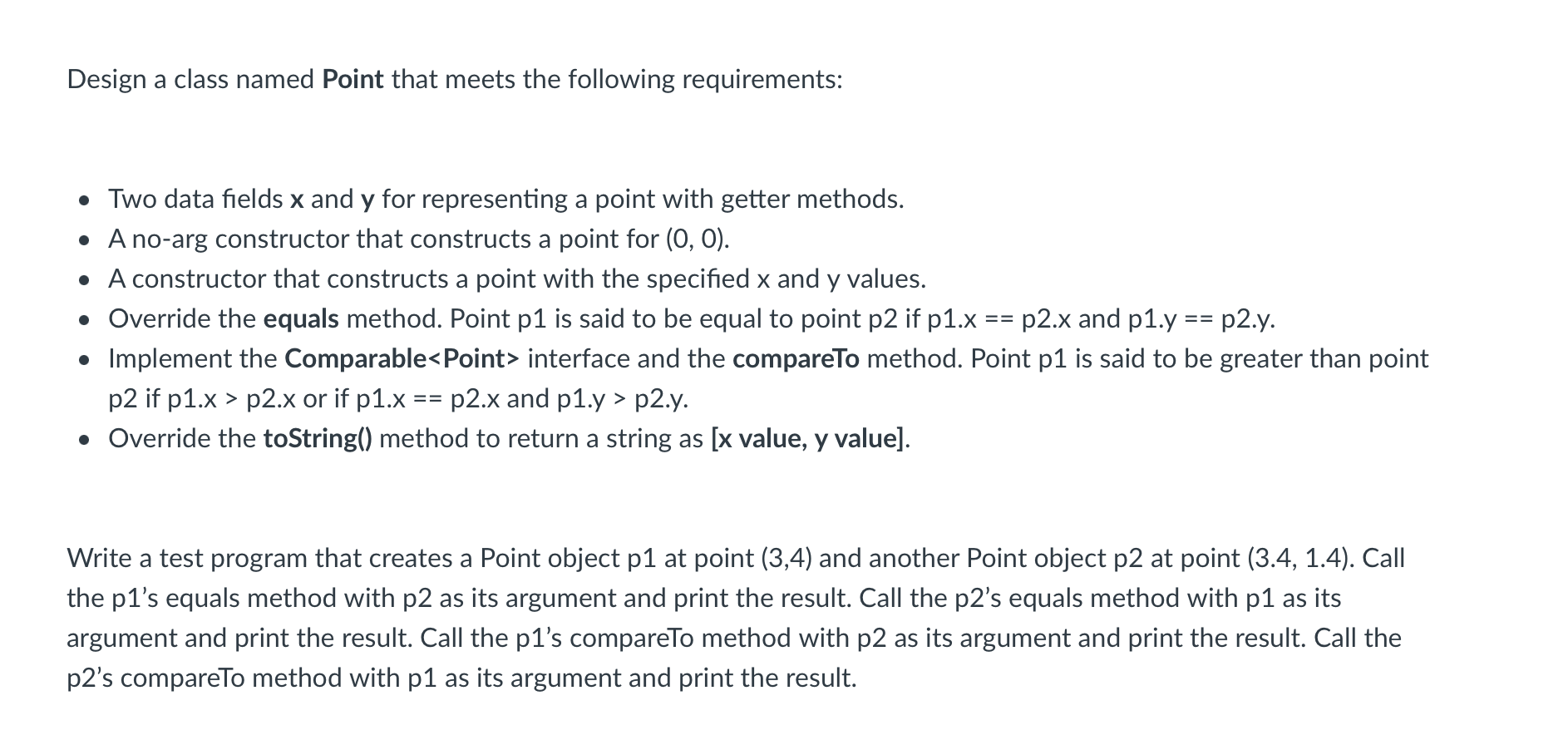 Solved Design a class named Point that meets the following | Chegg.com