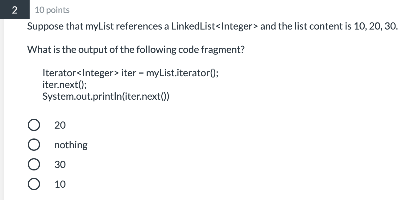 Solved 1 10 points Given the following linked list, we have | Chegg.com