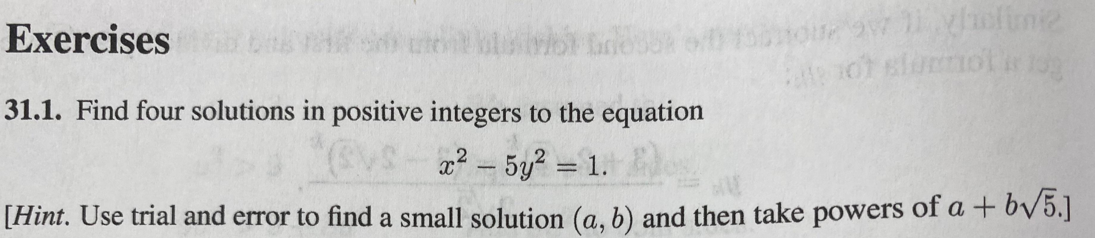 Solved 31.1. Find Four Solutions In Positive Integers To The | Chegg.com