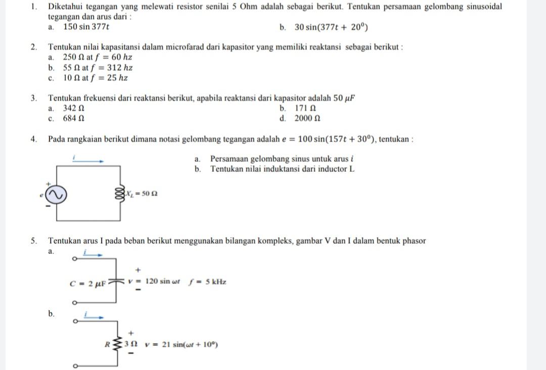 Solved 1.It is known that the voltage across the 5 Ohm | Chegg.com