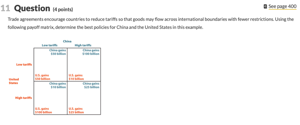 Solved 11 Question (4 points) e See page 400 Trade | Chegg.com
