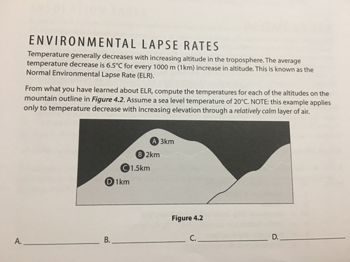 Solved ENVIRONMENTAL LAPSE RATES Temperature generally Chegg