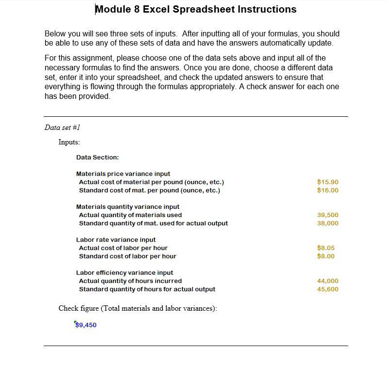 Solved Module 8 Excel Spreadsheet Instructions Below you | Chegg.com