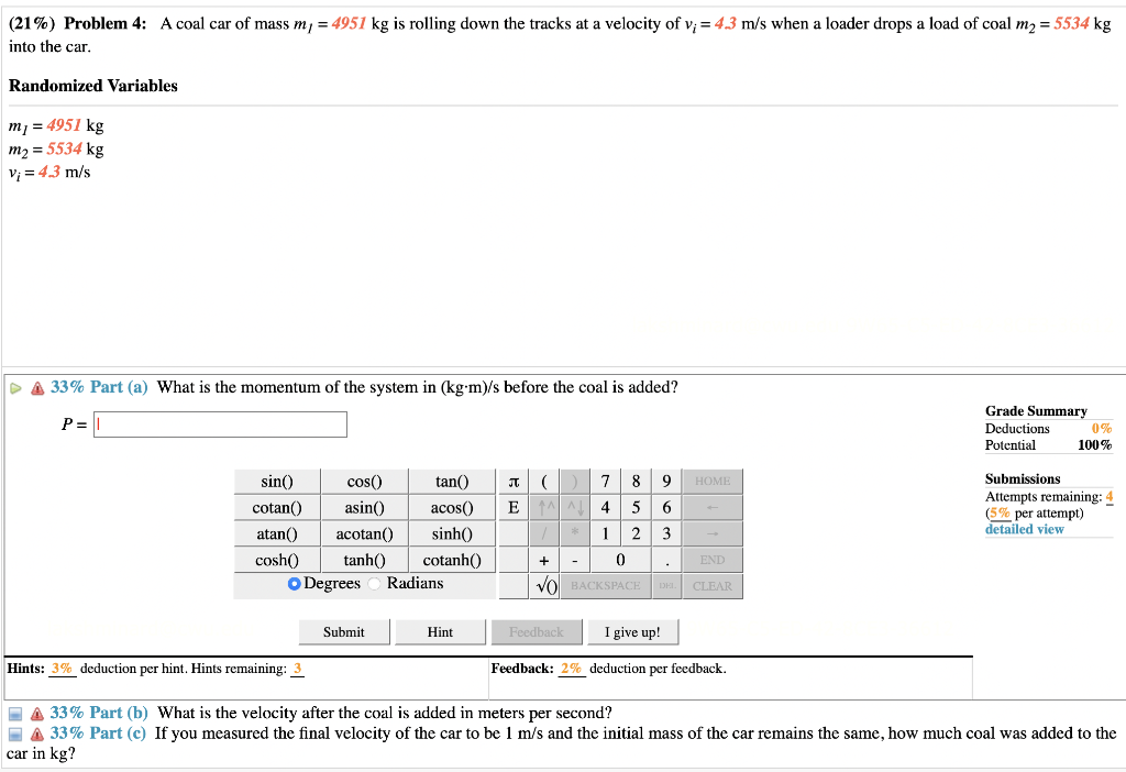 Solved (21\%) Problem 2: A ball of clay of mass m1=0.45 kg | Chegg.com