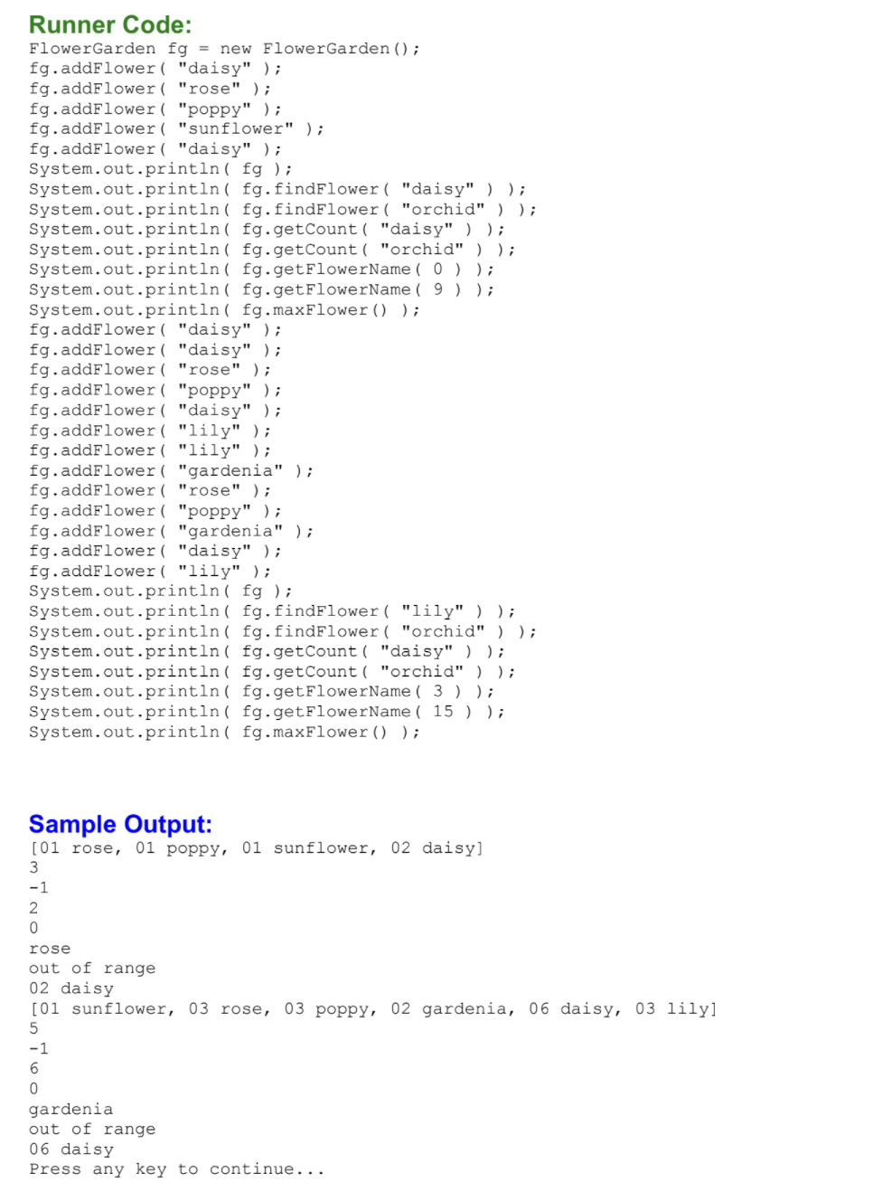 Solved AP Computer Science A FLOWER GARDEN Goal: Learn more | Chegg.com