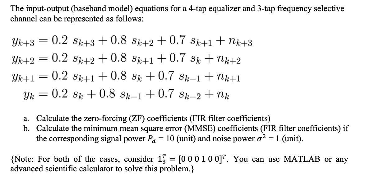 The input-output (baseband model) equations for a | Chegg.com