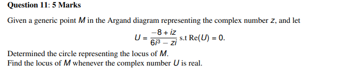 Solved Given a generic point M in the Argand diagram | Chegg.com