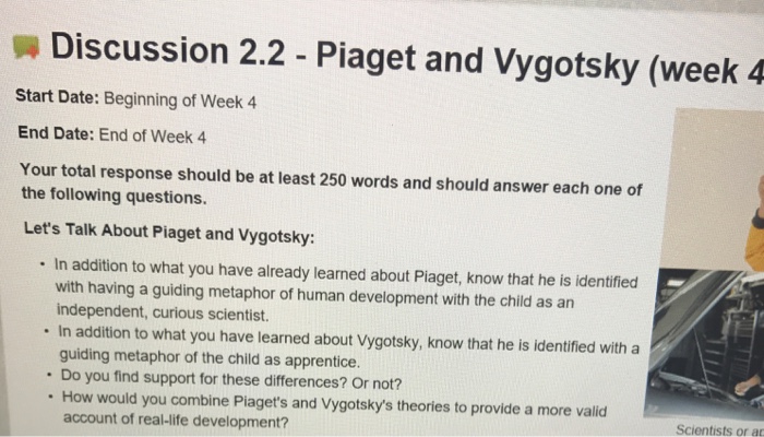 Solved Discussion 2.2 Piaget and Vygotsky Week 4 Start Chegg