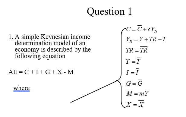 Solved 1. A Keynesian income determination model of an open