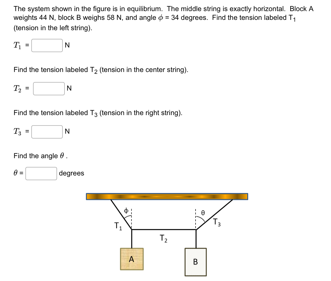 Solved The system shown in the figure is in equilibrium. The | Chegg.com
