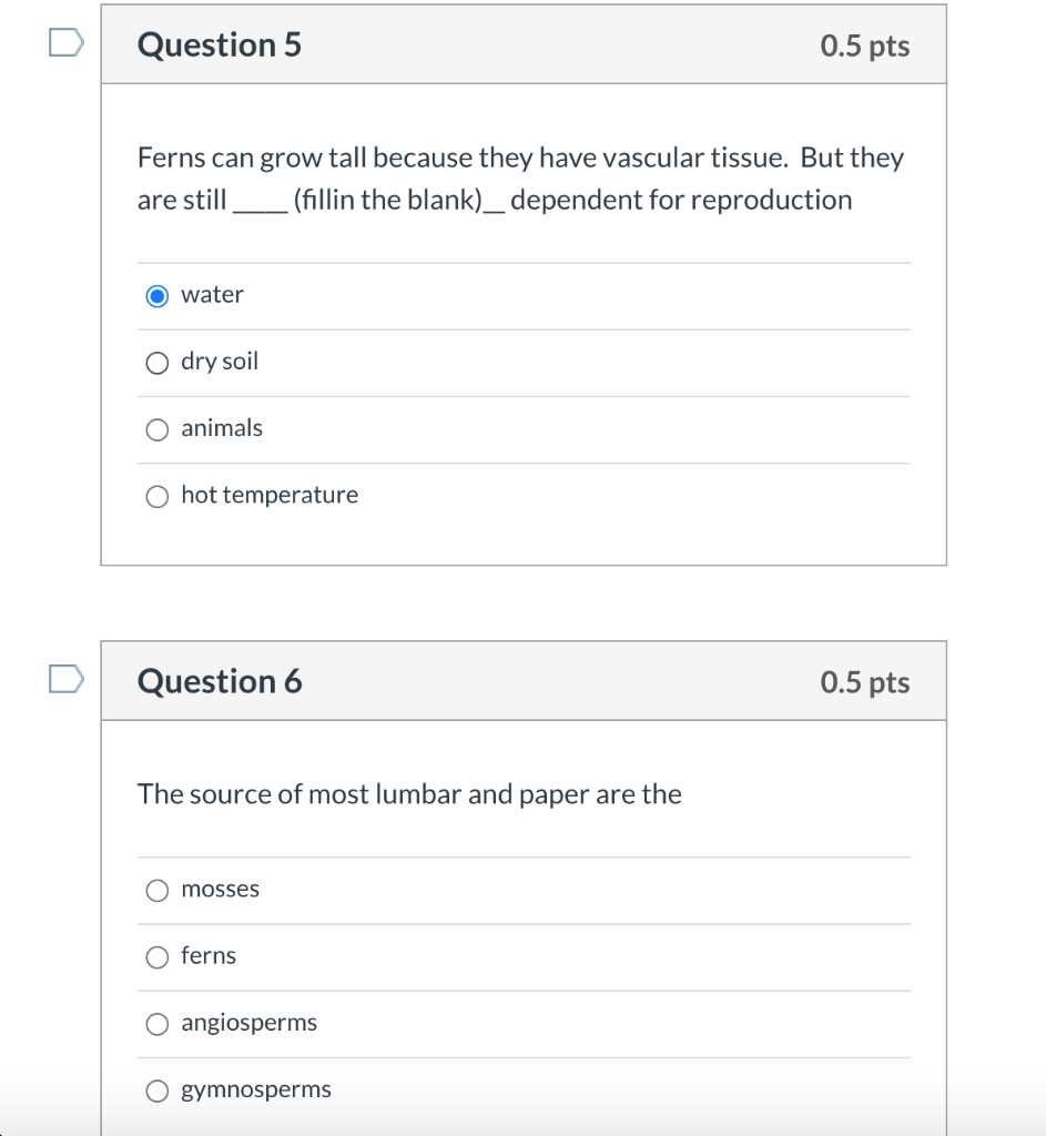 Solved Question 1 0.5 pts Many of these plants depend on | Chegg.com