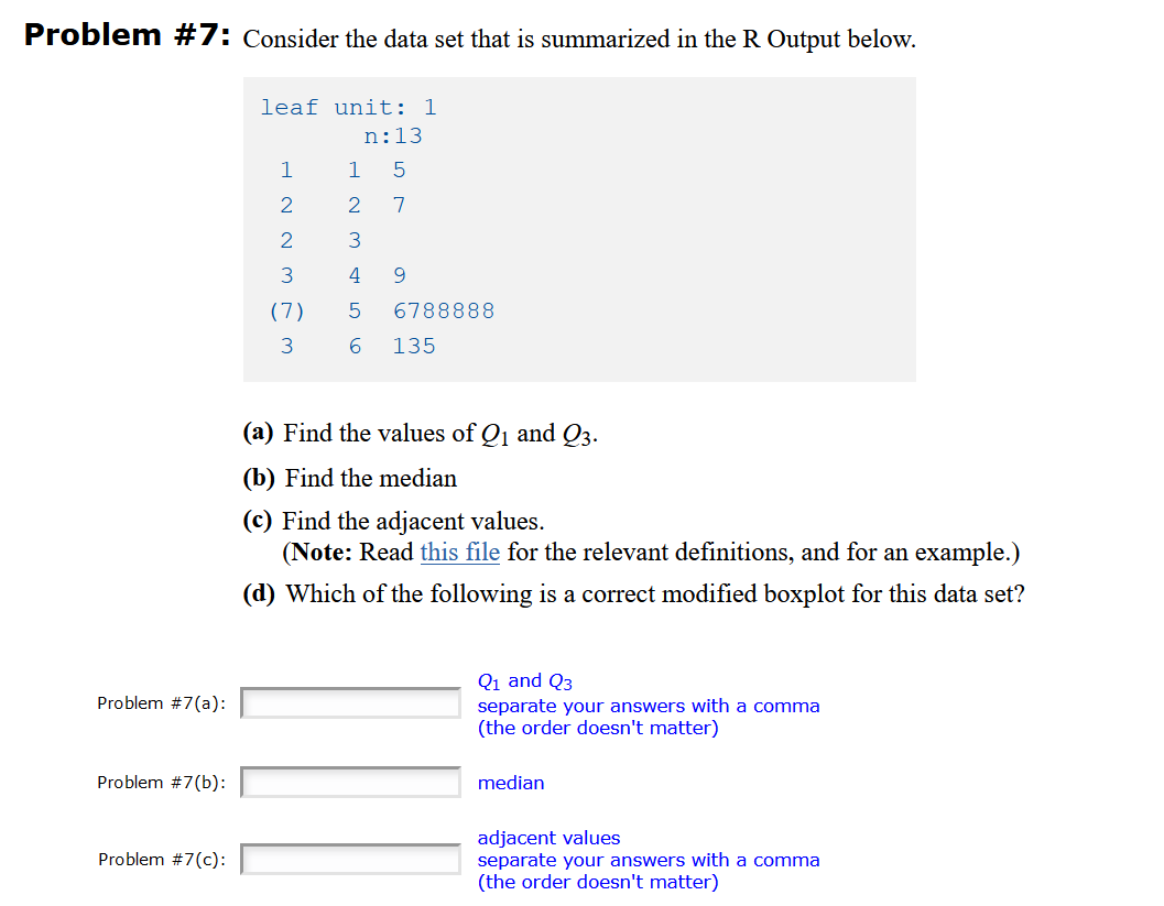 Solved Problem #7: Consider the data set that is summarized | Chegg.com