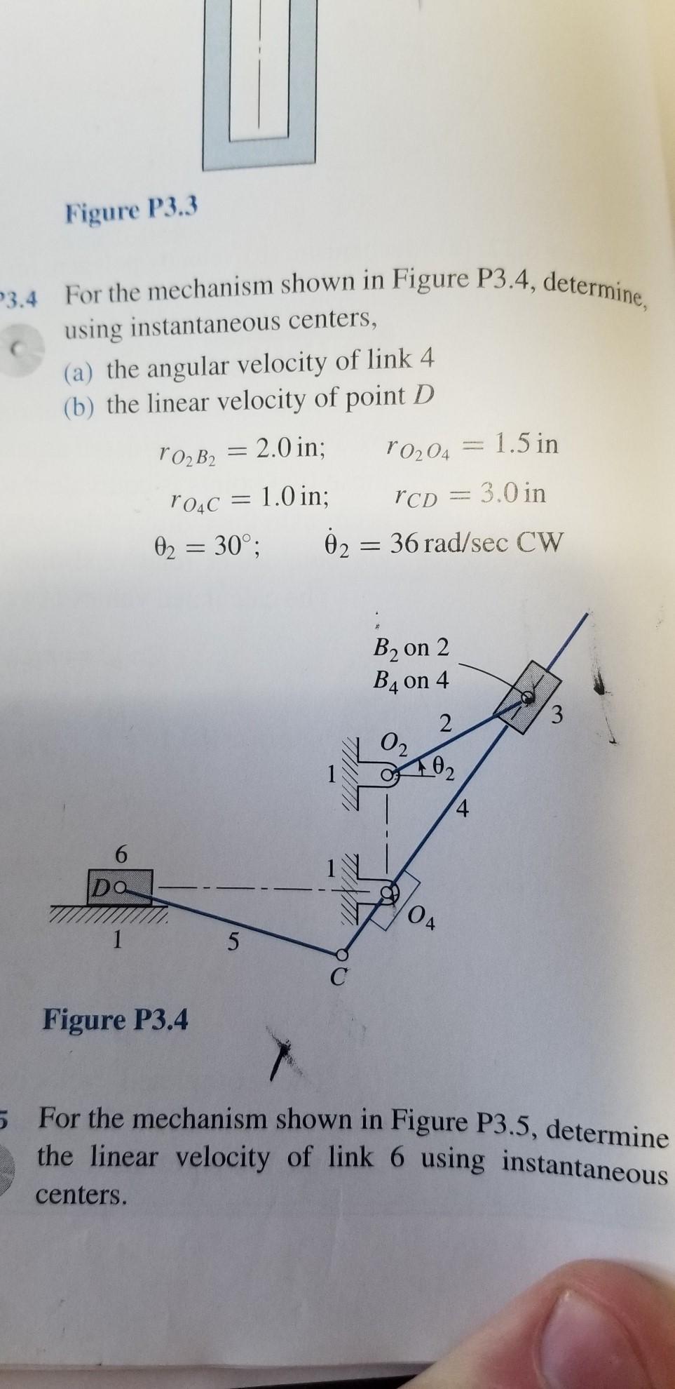 Solved Figure P3.3 -3.4 For the mechanism shown in Figure | Chegg.com