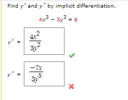 Solved Find y′ and y′′ by implicit differentiation. | Chegg.com