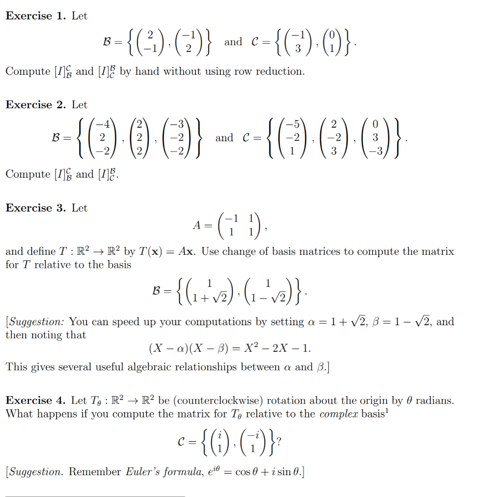 Solved Exercise 1. Let B = 2 −1 , −1 2 And C = −1 3 , 0 1 . | Chegg.com