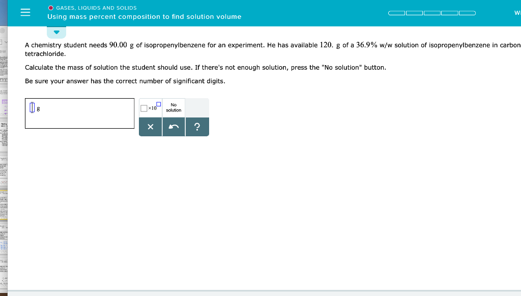 Solved O GASES, LIQUIDS AND SOLIDS Wi Using mass percent | Chegg.com