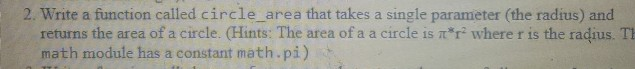 Solved 1. Write a function called rectangle area that takes | Chegg.com