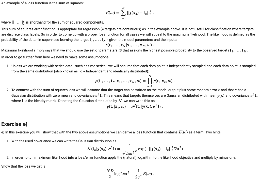Square Loss Function And Examples An example of a loss function is the sum of squares: | Chegg.com