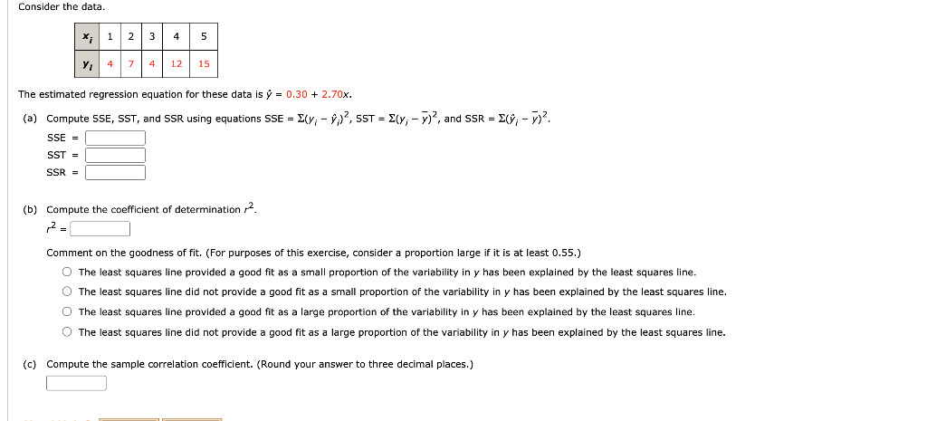 Solved Consider the data. X, 1 2 3 4 5 Y 47412 15 The | Chegg.com