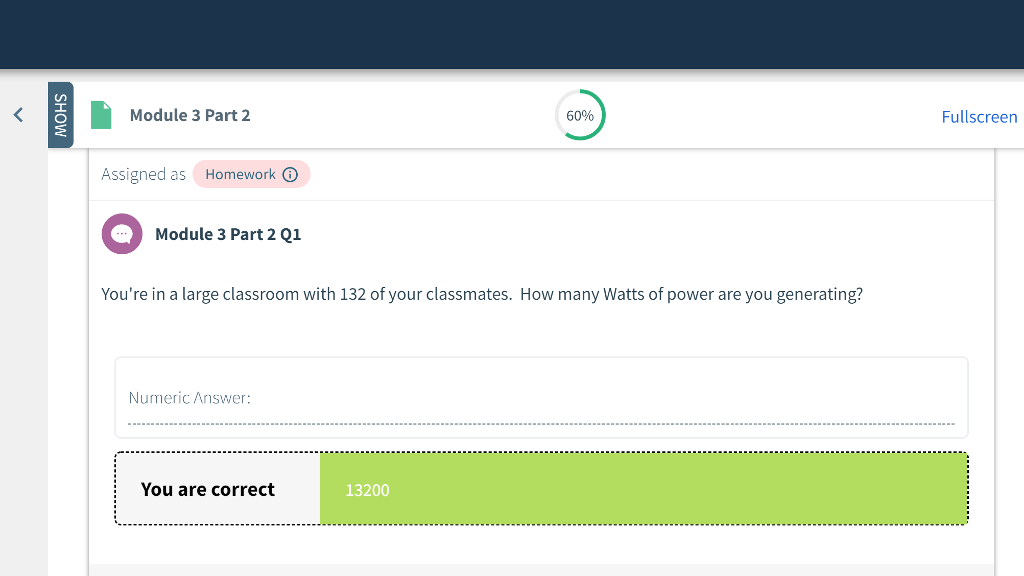 Solved Module 3 Part 2 60% Fullscreen Assigned as Homework O | Chegg.com