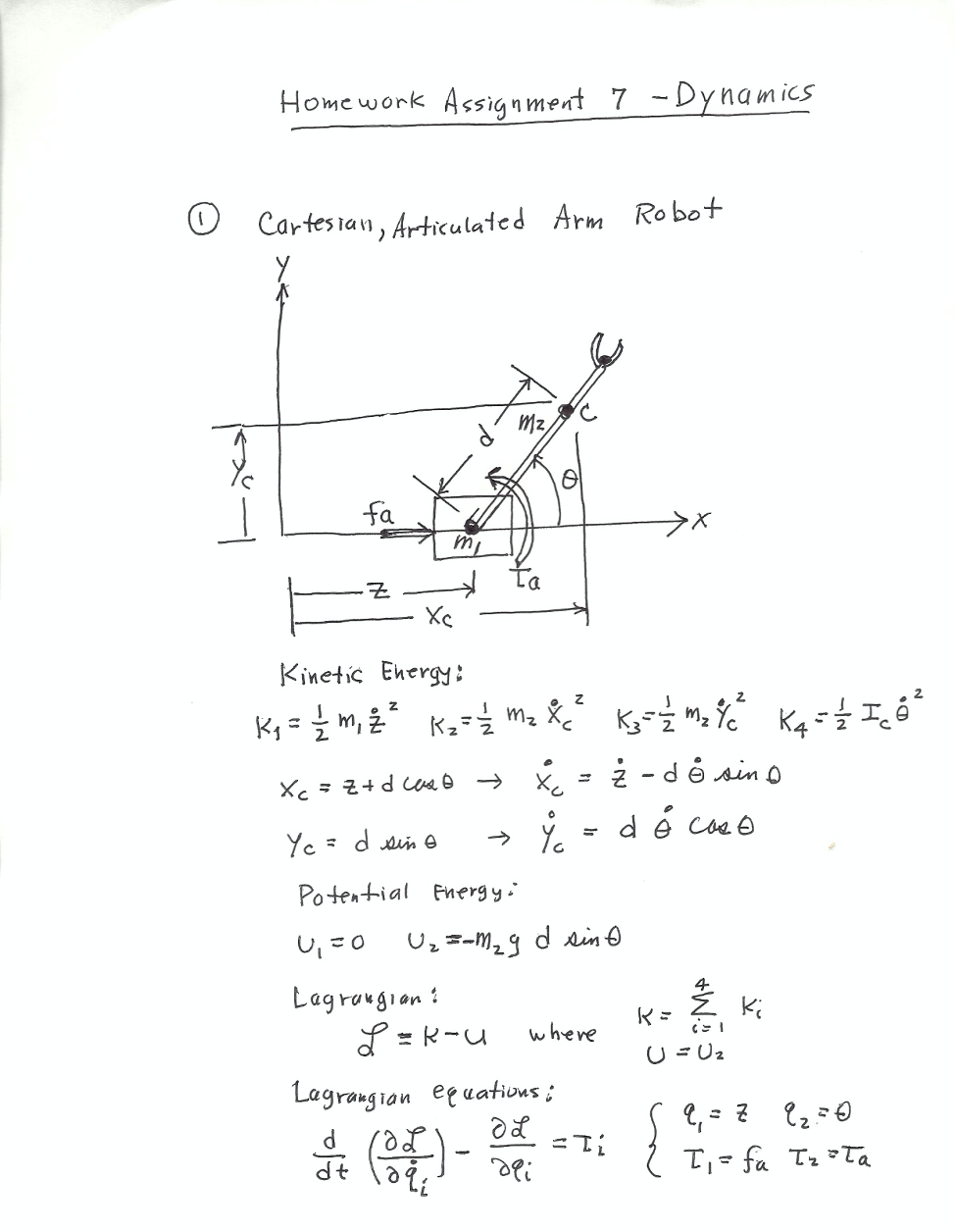 Homework Assignment 7 Dynamics 0 Cartesian Arti Chegg Com