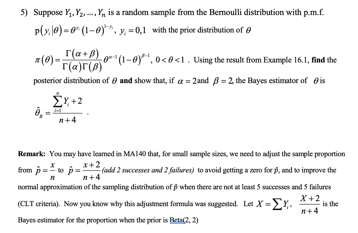 5 Suppose Y Y Yn Is A Random Sample Fro Chegg Com