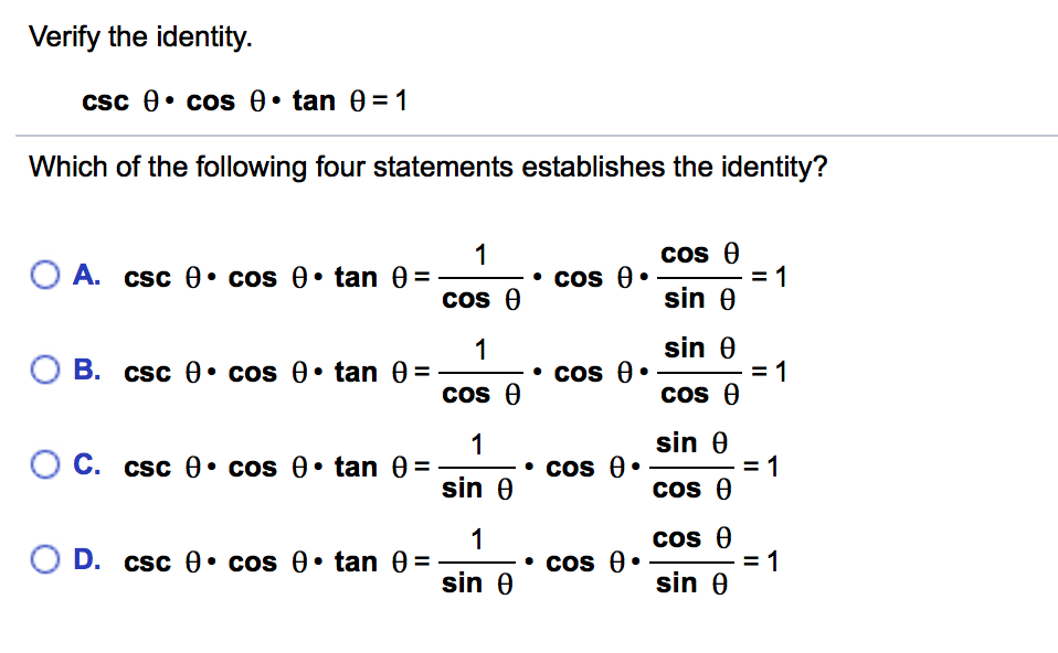 Solved Verify the identity Which of the following four | Chegg.com