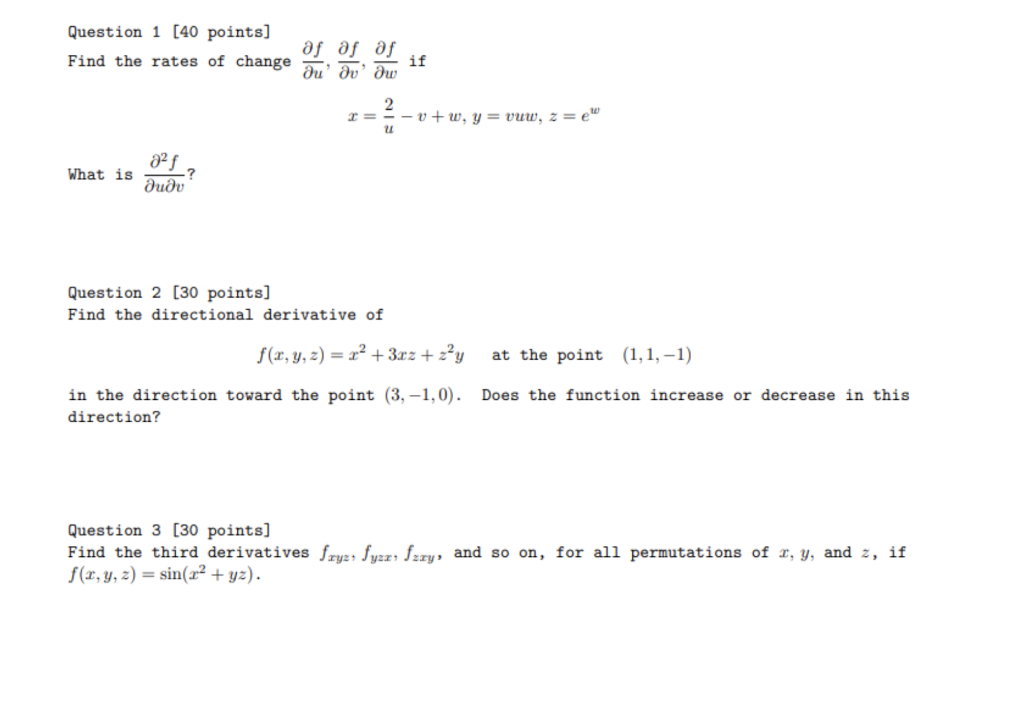 Solved Question 1 [40 points] Find the rates of change if x= | Chegg.com