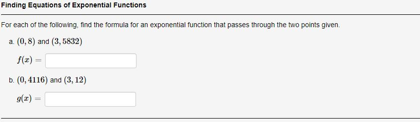 Solved Finding Equations of Exponential Functions For each | Chegg.com