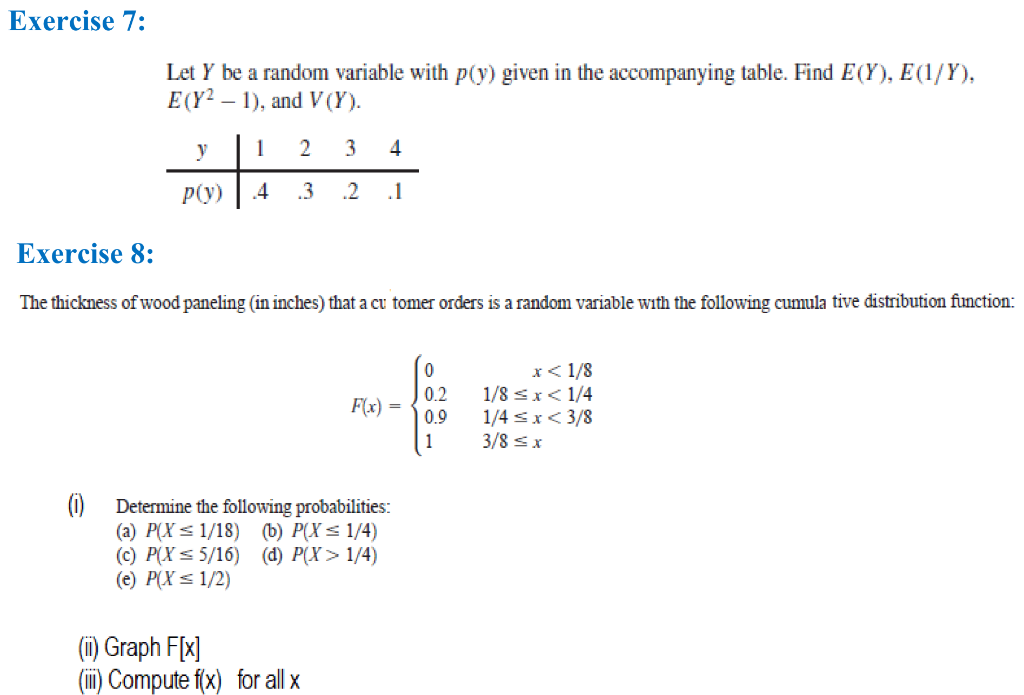 Solved Exercise 7 Let Y Be A Random Variable With P Y G Chegg Com