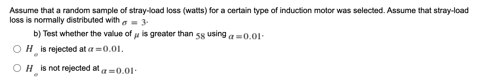 Solved Assume that a random sample of stray-load loss | Chegg.com