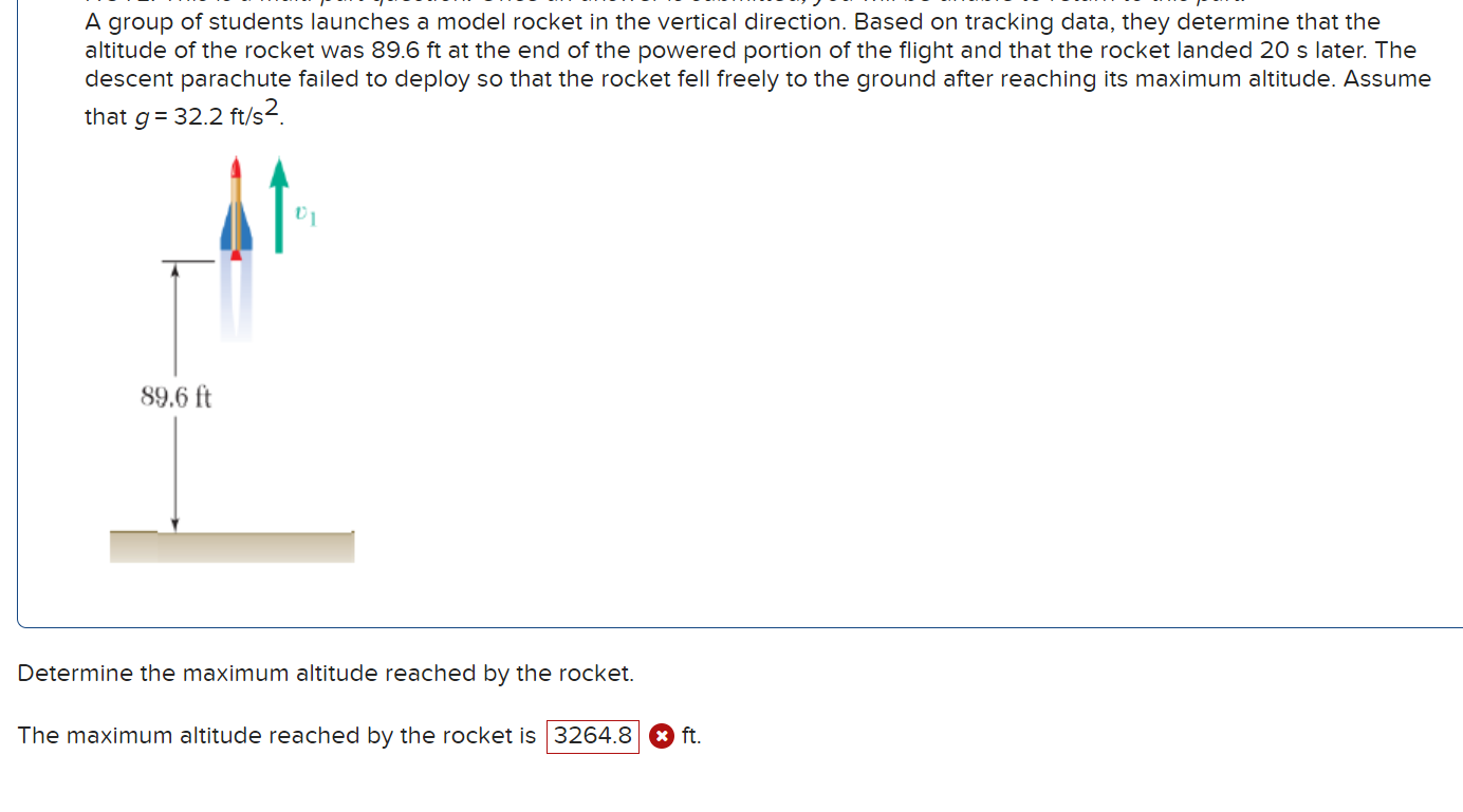 Solved A Group Of Students Launches A Model Rocket In The | Chegg.com