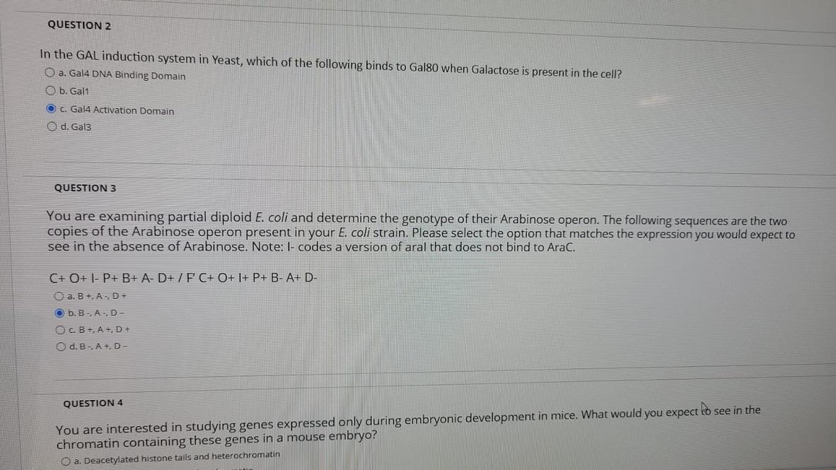 Solved QUESTION 2 In the GAL induction system in Yeast, | Chegg.com