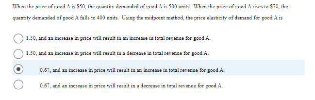 Solved When the price of good A is $50, the quantity | Chegg.com