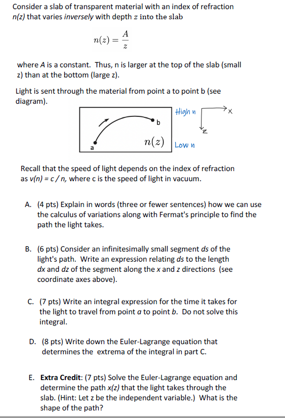 Solved Consider A Slab Of Transparent Material With An In Chegg Com