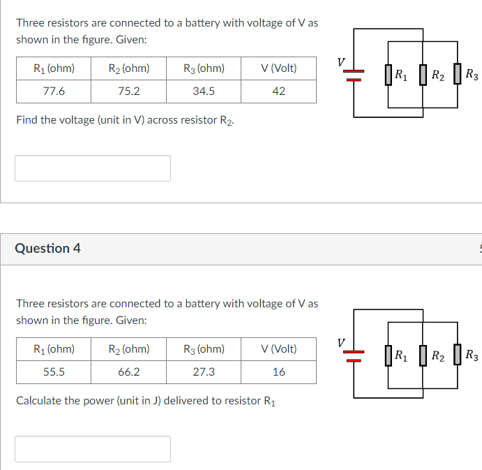 Solved Three resistors are connected to a battery with