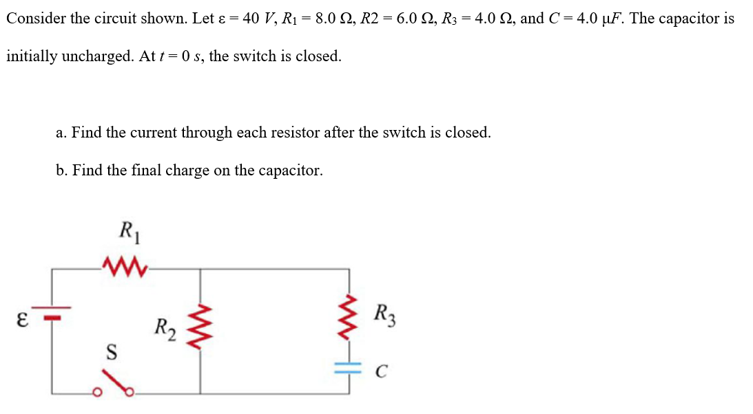 Solved Consider the circuit shown. Let ε = 40 V, R1 = 8.0 2, | Chegg.com