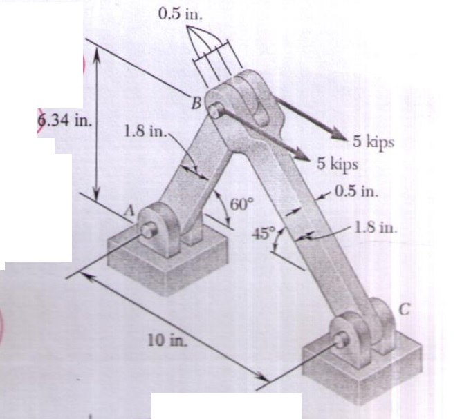 Solved 1.) Two Horizontal 5-kip Forces Are Applied To Pin B | Chegg.com