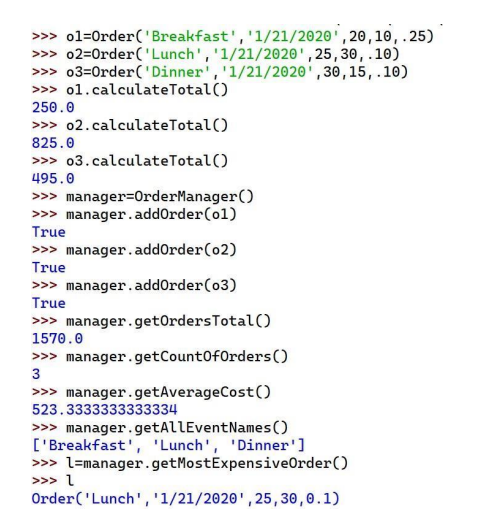 Solved Python Write a class named OrderManager that | Chegg.com
