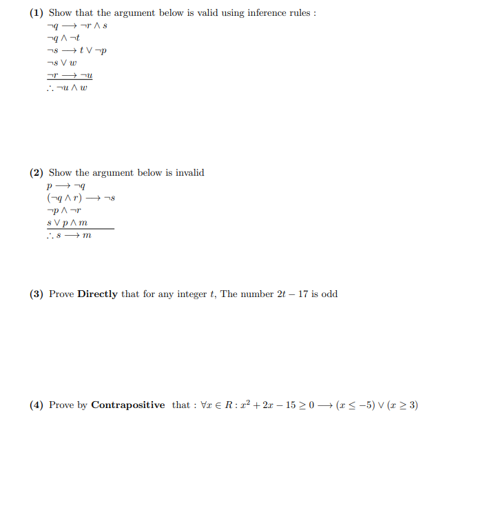 Solved (1) Show that the argument below is valid using | Chegg.com