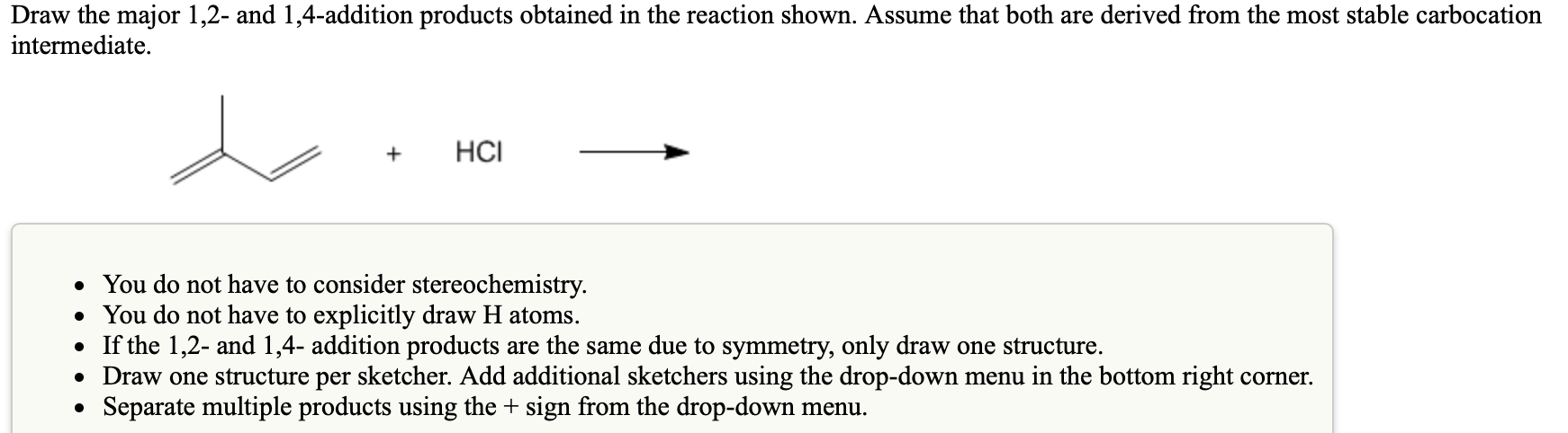 Solved Draw the major 1,2- and 1,4-addition products | Chegg.com