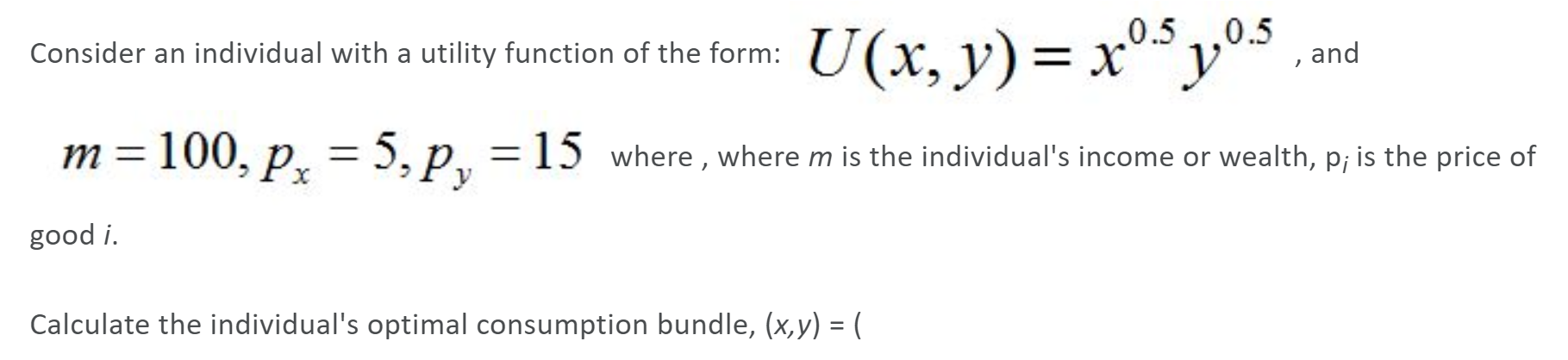 Solved Consider an individual with a utility function of the | Chegg.com