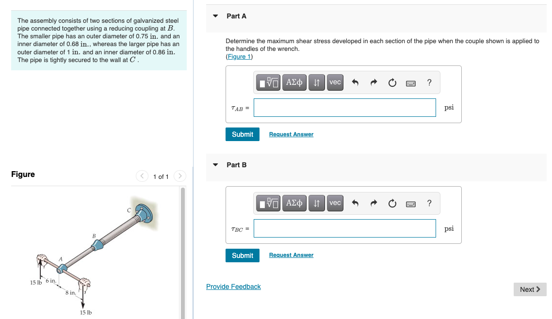 Solved The Assembly Consists Of Two Sections Of Galvanized Chegg Com