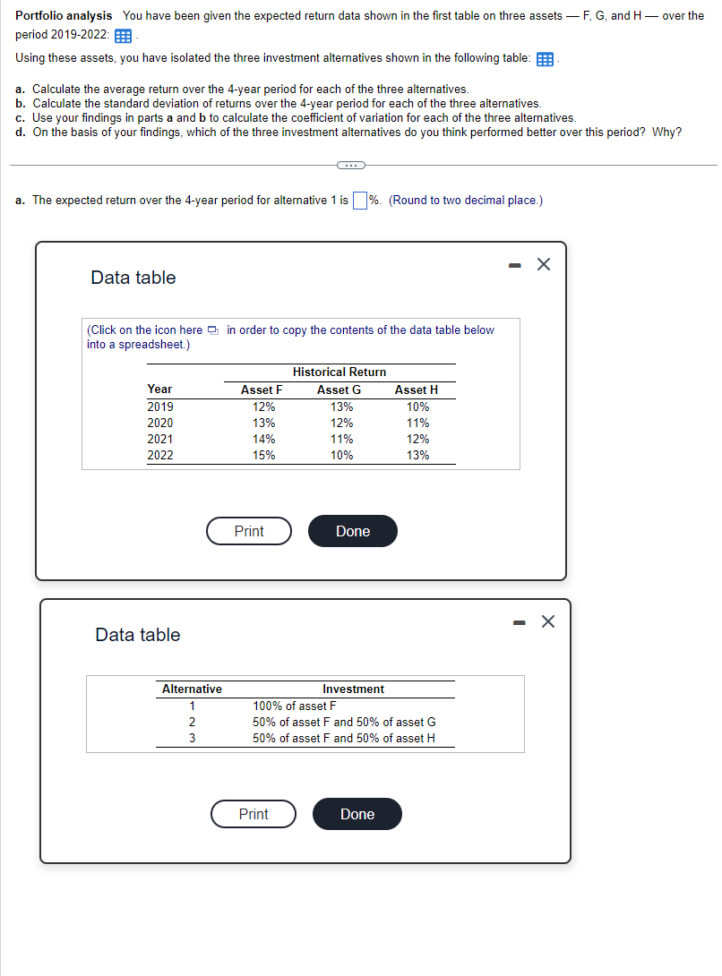 Solved Portfolio analysis You have been given the expected | Chegg.com