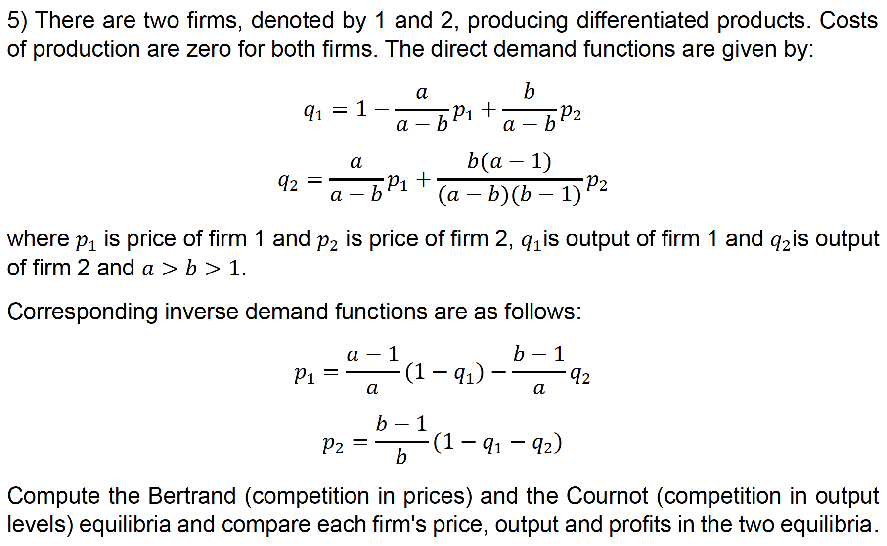 Solved 5) There are two firms, denoted by 1 and 2 , | Chegg.com